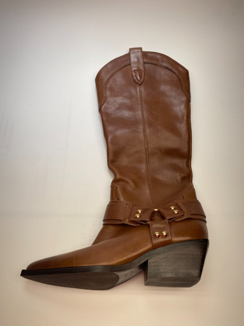 Marc Fisher LTD Womens Rally Leather Strap-and-Grommet Western Brown Boots Sz 7 - Picture 8 of 11
